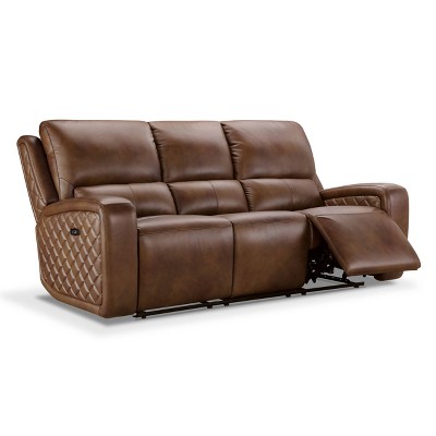 Delton Leather Power Reclining Sofa, Triple Reclining Leather Sofa