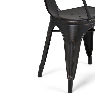 Freya Distressed Black Iron Industrial Dining Side Chair Set