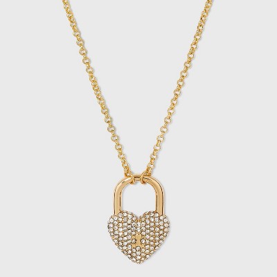 SUGARFIX by BaubleBar Crystal Heart Locket Pendant Necklace - Gold