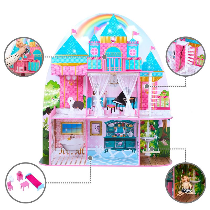 Olivia's Little World Princess Castle 2-Story Wooden Dollhouse for 12" Dolls, 6 of 14