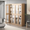 72"x62"x16" Wood Accent Cabinet, Storage Organizer with Adjustable Shelves and Glass Doors for Kitchen Bedroom Entryway Living/Dinning Room - 3 of 4