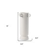 HomeRoots 16" Off White Cylinder Ceramic Table Vase With Handles - 3 of 4