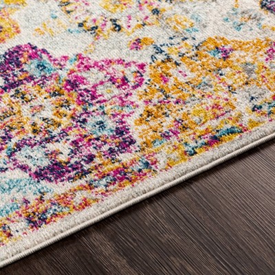 Colorful Floral Motif Synthetic Bohemian Runner Rug