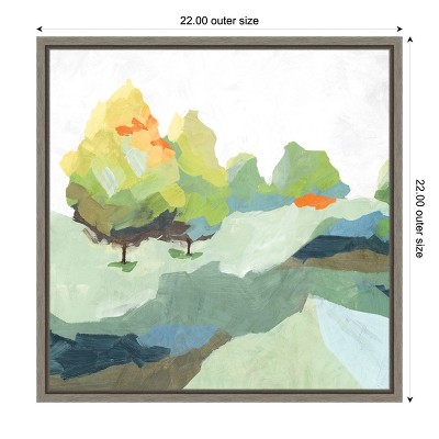 Blocked II Abstract Landscape Canvas Print in Cool Tones, 22x22