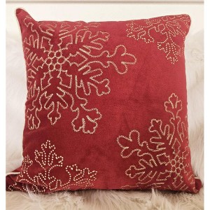 Tramull Velvet Holiday Pillow Cover 20x20 with Silver Snowflake Embroidery, Christmas Winter Decor for Couch Bed - 1 of 4