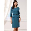 INSPIRE CHIC Women's 3/4 Sleeve V Neck Casual Business Office Bodycon Sheath Dresses with Belt - 4 of 4