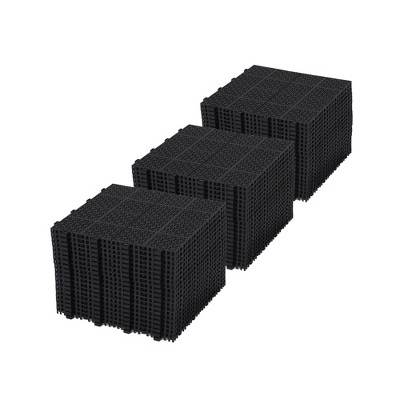 GlasFlength Carpet Tiles 60 Pack 12" Interlocking Deck Tiles 6613LBS Weight Capacity Waterproof for Bathroom Balcony, Black, 12"*12"*0.43"