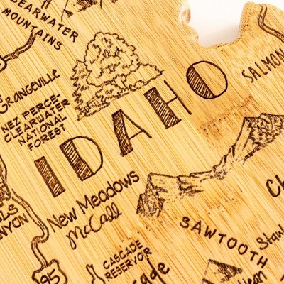 Idaho Shaped Bamboo Serving and Cutting Board with Engraved Artwork