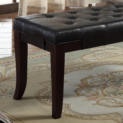 Espresso Wood Modern Tufted Bench with Padded Seat