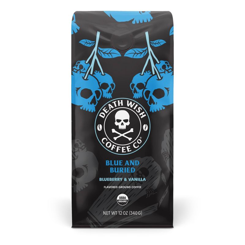 Death Wish Blue &#38; Buried Blueberry and Vanilla Flavored Ground Coffee Fair Trade &#38; Organic - 12oz, 1 of 8