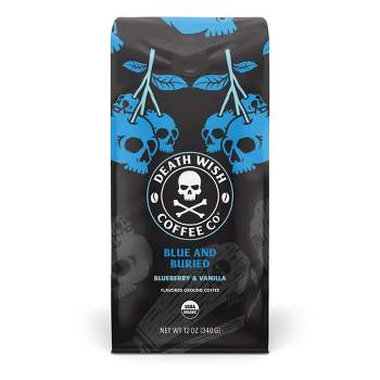 Death Wish Blue & Buried Blueberry and Vanilla Flavored Ground Coffee Fair Trade & Organic - 12oz
