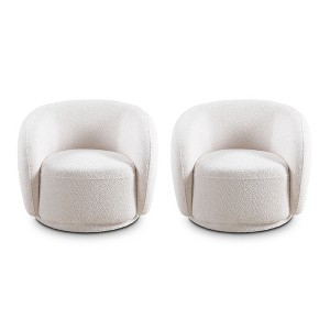 2PCS 33.07'' Boucle Fabric Swivel Barrel Single Armchair Accent Chair with 360¡ã Swivel Base, No Assembly and Easy Cleaning - 1 of 4