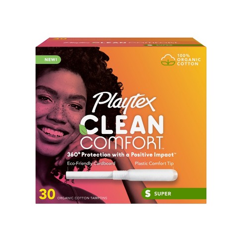 Playtex Clean Comfort Organic Tampons Super Absorbency - 30ct : Target