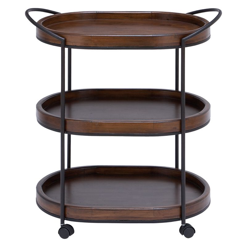 Wood 3 Tier Oval Tray Cart Brown - Olivia & May, 1 of 18