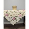 Jiallo Lilac Cottage Rose Embroidered Cutwork Square tablecloth, 36 inch Square Table Linen Decor, Water Resistance, Machine Wash safe - 3 of 4