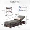 Patio Chaise Lounge Chair Set of 4, Wicker Chaise Lounge Outdoor Rattan Reclining Chair with Adjustable 5-Position,5-inch Cushion & Lumber Pillow - 3 of 4