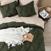 Olive Green Pinch Pleat Duvet Cover King, 3 Piece Microfiber Set with Zipper Ties - 4 of 4