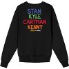 South Park Main Characters With Colorful Stripes Crew Neck Long Sleeve Black Adult Sweatshirt - 2 of 3