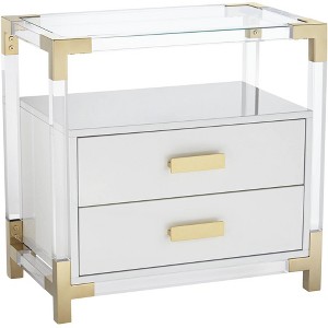 Studio 55D Abby 23 1/2" Wide White and Gold Acrylic Accent Table - 1 of 4