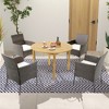 Tangkula 5 PCS Patio Dining Set Round Acacia Wood Table 4 Cushioned Wicker Armchairs - 2 of 4
