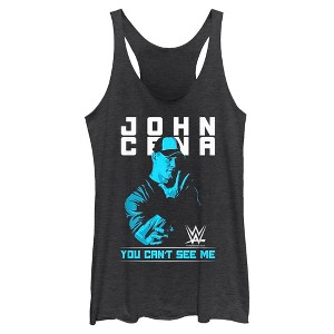 Womens WWE John Cena You Can't See Me Blue Racerback Tank - 1 of 4