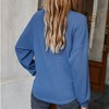 Anna-Kaci Women's Long Sleeve Waffle Knit Pullover Top with Shoulder Button Detail and Front Tie Hem - 4 of 4