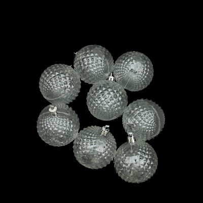 Northlight 8ct Transparent Diamond Cut Shatterproof Christmas Ball Ornament Set 2.5" - Clear