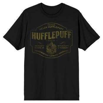 Mens Harry Potter Hufflepuff Hogwarts House Black Graphic Tee