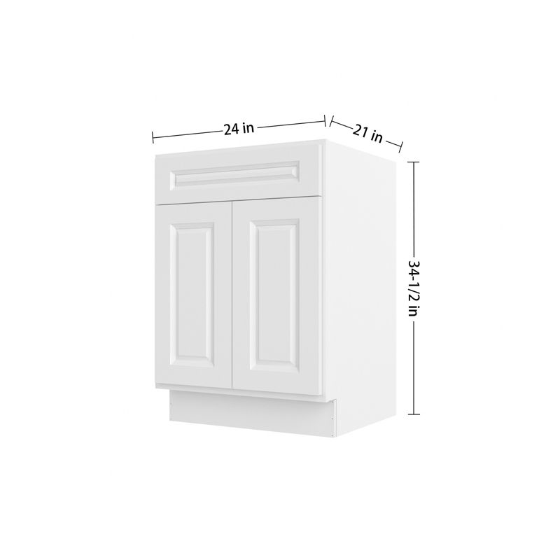 HOMLUX 24 in. W  x 21 in. D  x 34.5 in. H Bath Vanity Cabinet without Top in Raised Panel White, 4 of 6