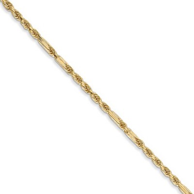 Black Bow Jewelry 1.8mm, 14k Yellow Gold, Diamond Cut, Milano Rope Chain Necklace