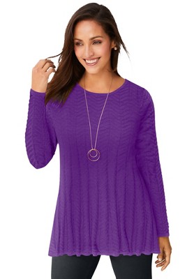 Jessica London Women's Plus Size Chevron Fit & Flare Sweater