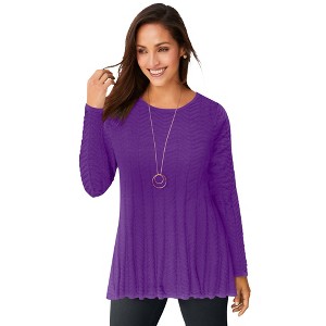 Jessica London Women's Plus Size Chevron Fit & Flare Sweater - 1 of 4