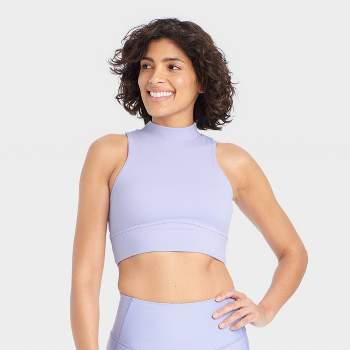 Women's Flex Light Support Rib V-neck Crop Sports Bra - All In Motion™  Lilac Purple S : Target