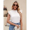 Coolmee Women's Ruffle Cap Short Sleeve Top Mock Neck Dressy Casual Blouse - 2 of 4