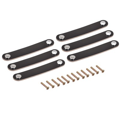 Unique Bargains Leather Dresser Door Drawer Knobs and Pulls with Screws 6 Pcs