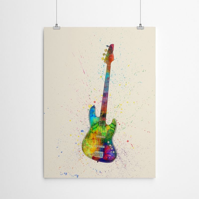 Americanflat Modern Electric Bass Guitar Abstract Watercolor By Michael Tompsett Poster, 4 of 6
