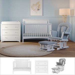 grey crib and dresser set Tulip Tito Crib-to-Double Bed + Combo Dresser Set