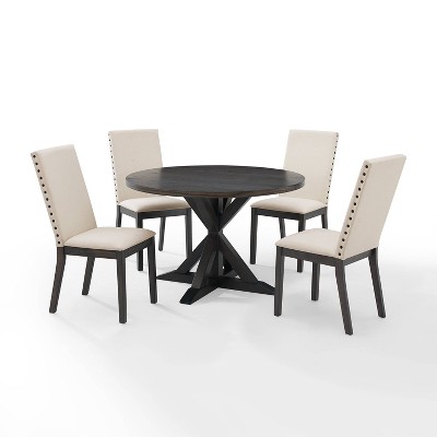 5pc Hayden Round Dining Set with 4 Upholstered Chairs Slate - Crosley