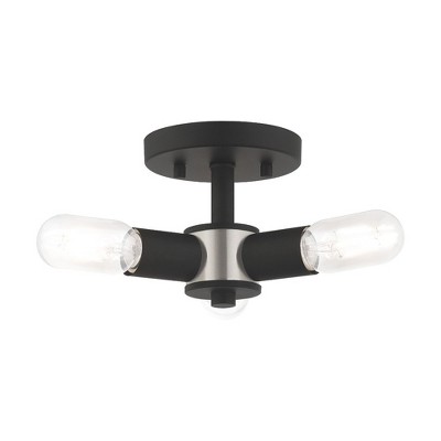 Copenhagen Black Glass 3-Light Flush Mount Ceiling Fixture