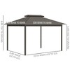 10' x 12' Hardtop Gazebo with Curtains and Netting, Permanent Pavilion Metal Double Roof Gazebo Canopy with Aluminum Frame and Hooks, for Garden - 3 of 4