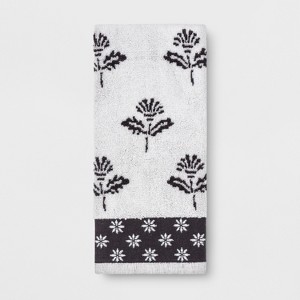 Sculpted Floral Hand Towel Black/White - Threshold , White Gray