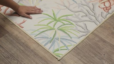 Beige and Multi Coastal Synthetic Rectangular Area Rug 7.6x10