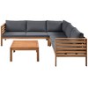 Racxily Outdoor Sofa Set, Acacia Wood Frame with Gray Water-Resistant Cushions & Metal Accessories - 2 of 4