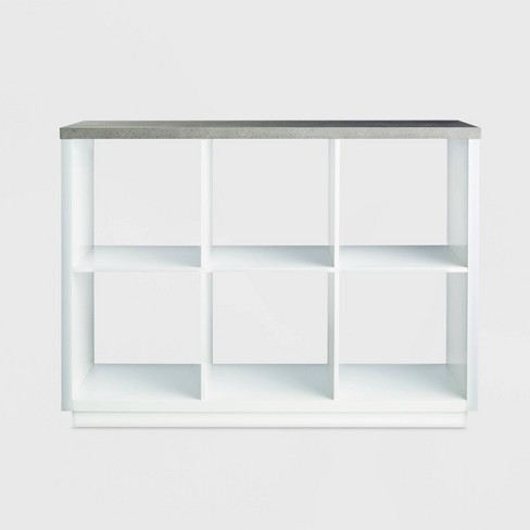 6 Cube Storage Organizer With Faux Concrete Surface Top White
