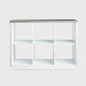 6 Cube Storage Organizer with Faux Concrete Surface Top White - Threshold