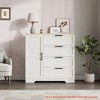 43.3'' H Armoire Wardrobe Closet with 4 Drawers and Hanging Rod, Multifunctional Wood 4 Drawers Dresser with Storage Closet, Clothing Storage Cabinets - 3 of 4
