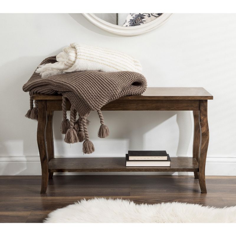Kate and Laurel Lillian Rectangle MDF Bench, 36x14.5x20, Rustic Brown, 6 of 9