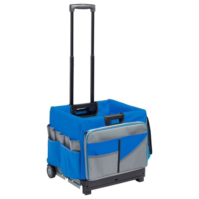ECR4Kids Universal Rolling Cart with Canvas Organizer Bag, Mobile Storage, Blue/Grey, 1 of 9