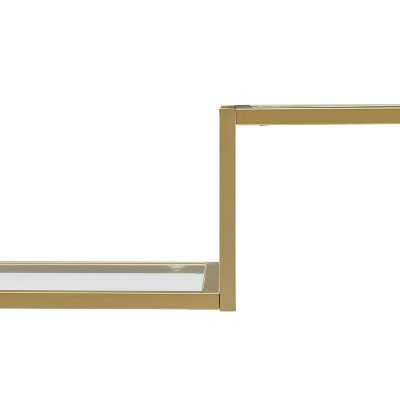 Gold and Clear Glass Industrial Console Table with Storage
