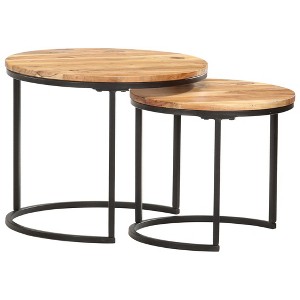 vidaXL Nesting Tables 2 pcs Solid Acacia Wood - 1 of 4